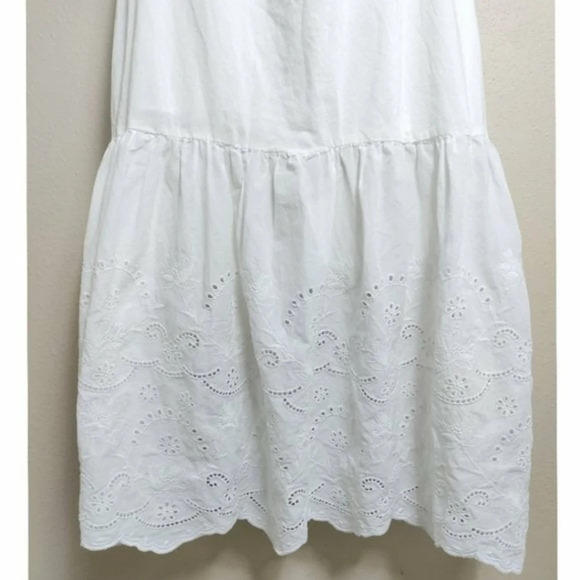 & Other Stories White Frilled Embroidery Midi Dress Size 6 - Picture 4 of 5